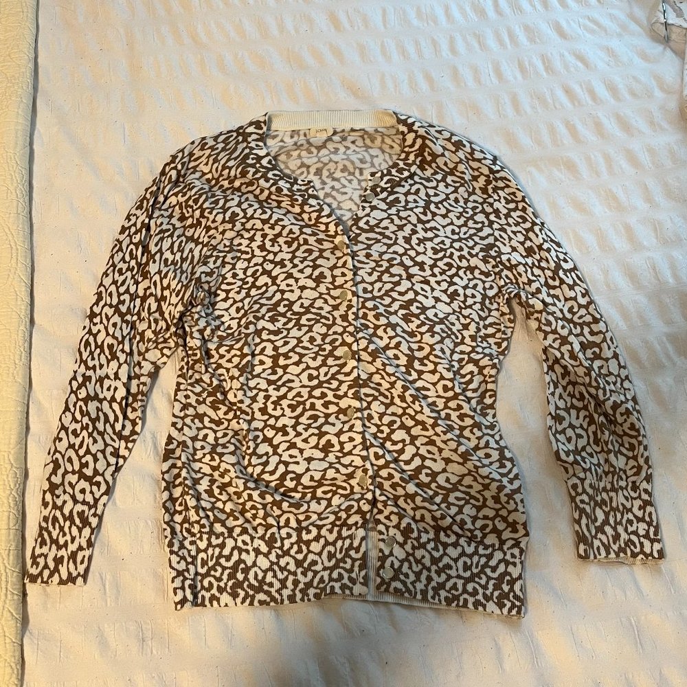 J. Crew Snow Leopard Merino Wool Cardigan